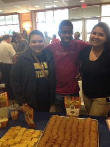 Three of the Johnson & Wales Baking Club,who baked delicious sprouted cornbread as well as sprouted wheat chocolate chip cookies, with flour from "To Your Health Sprouted Flour," of Fitzpatrick, Alabama (check out their website for over 20 different types of sprouted grain and bean flours, including a new one made with blue corn).