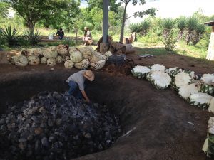 An earthen oven at the Lalocura distillery.