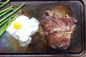 Steak and eggs done on the Steel in just a couple of minutes.