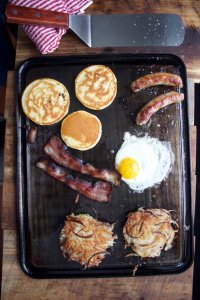 A pretty hearty breakfast, all baked in the oven or over some burners.