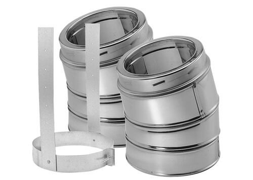 8″ DuraTech 30º elbow set (two pieces), Stainless Steel, Double Wall