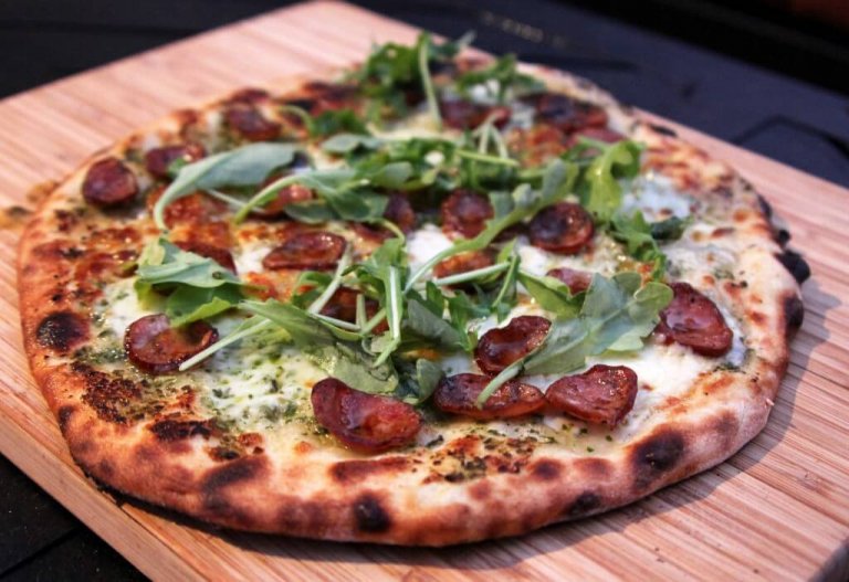 Andouille Sausage And Pesto Pizza Forno Bravo. Authentic Wood Fired Ovens