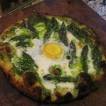 pesto asparagus egg pizza