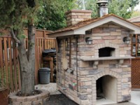 Giardino pizza oven with stone veneer and slate roof