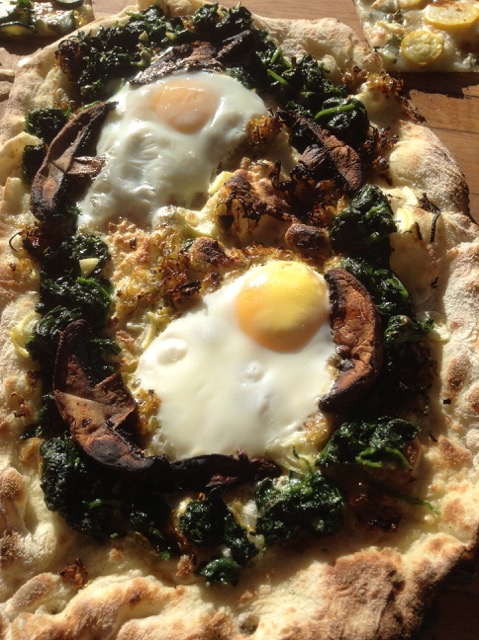 wood fired recipe spinach mushroom egg pie pizza