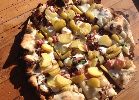 potato, radicchio, pizza, brigit binns, wood fired pizza, wood fired oven, pizza oven