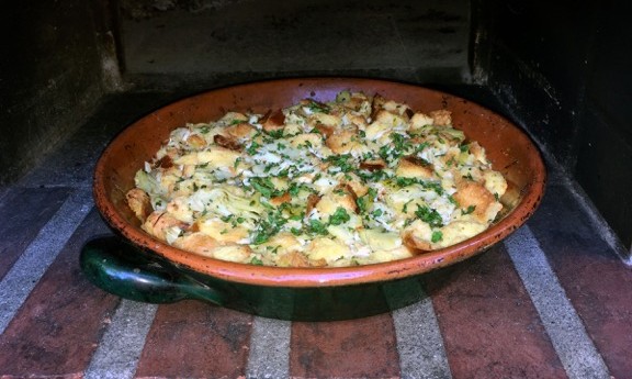 strata, bread pudding, crab meat, artichokes, recipe