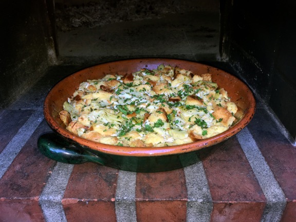 strata, bread pudding, crab meat, artichokes, recipe