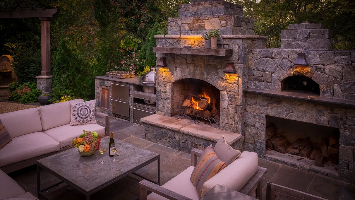 Custom Giardino Build With Fireplace - Forno Bravo. Authentic Wood ...