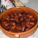 Terracotta pot of Albondigas (Spanish Meatballs)