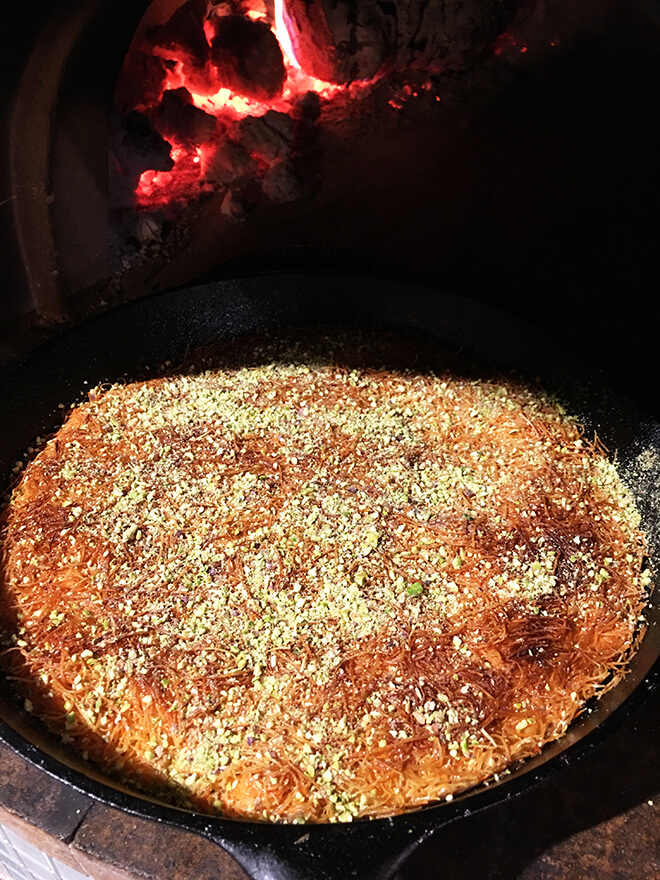 Cast Iron Pan of Kunefe- Wood Fired Oven