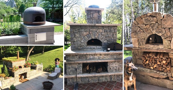 4 picture collage - Forno Bravo Residential Pizza Ovens - German Shepherd