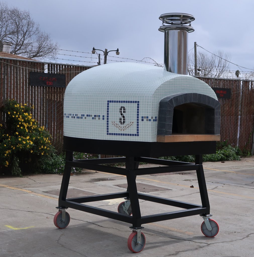 White Roma Pizza Oven on Wheeled Stand