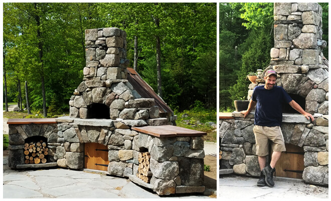 Bi-pic-large stone pizza oven-Man in front of oven