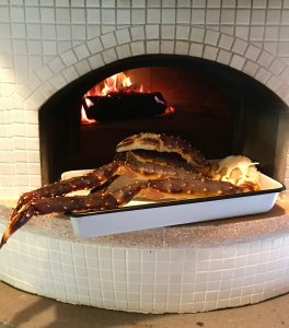 raw crab legs - pan - pizza oven