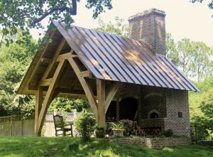 Covered kitchen - brick pizza oven