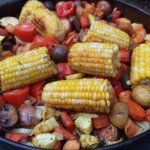 Miscellaneous roasted vegetables-cast iron pan