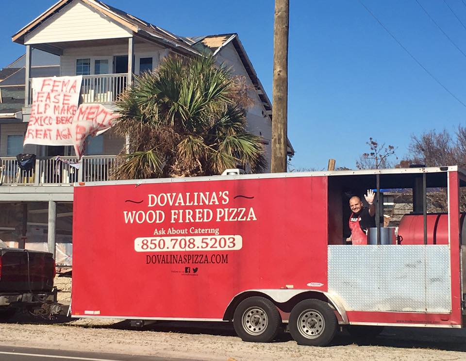 red food truck with bella oven