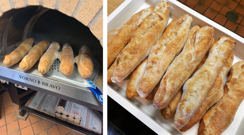 Bread in oven-bread in tray