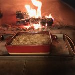 Red dish in wood fired oven