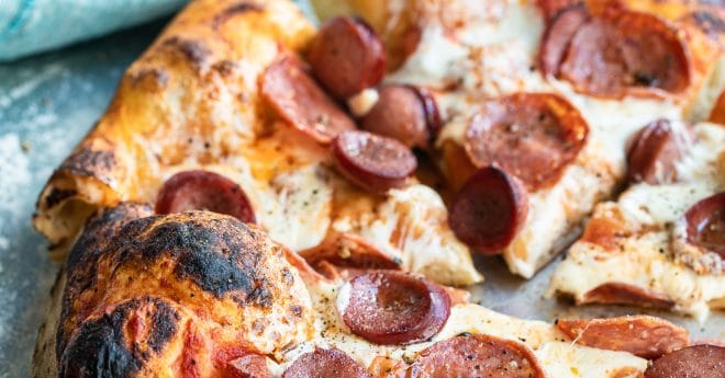 sliced sausage pizza