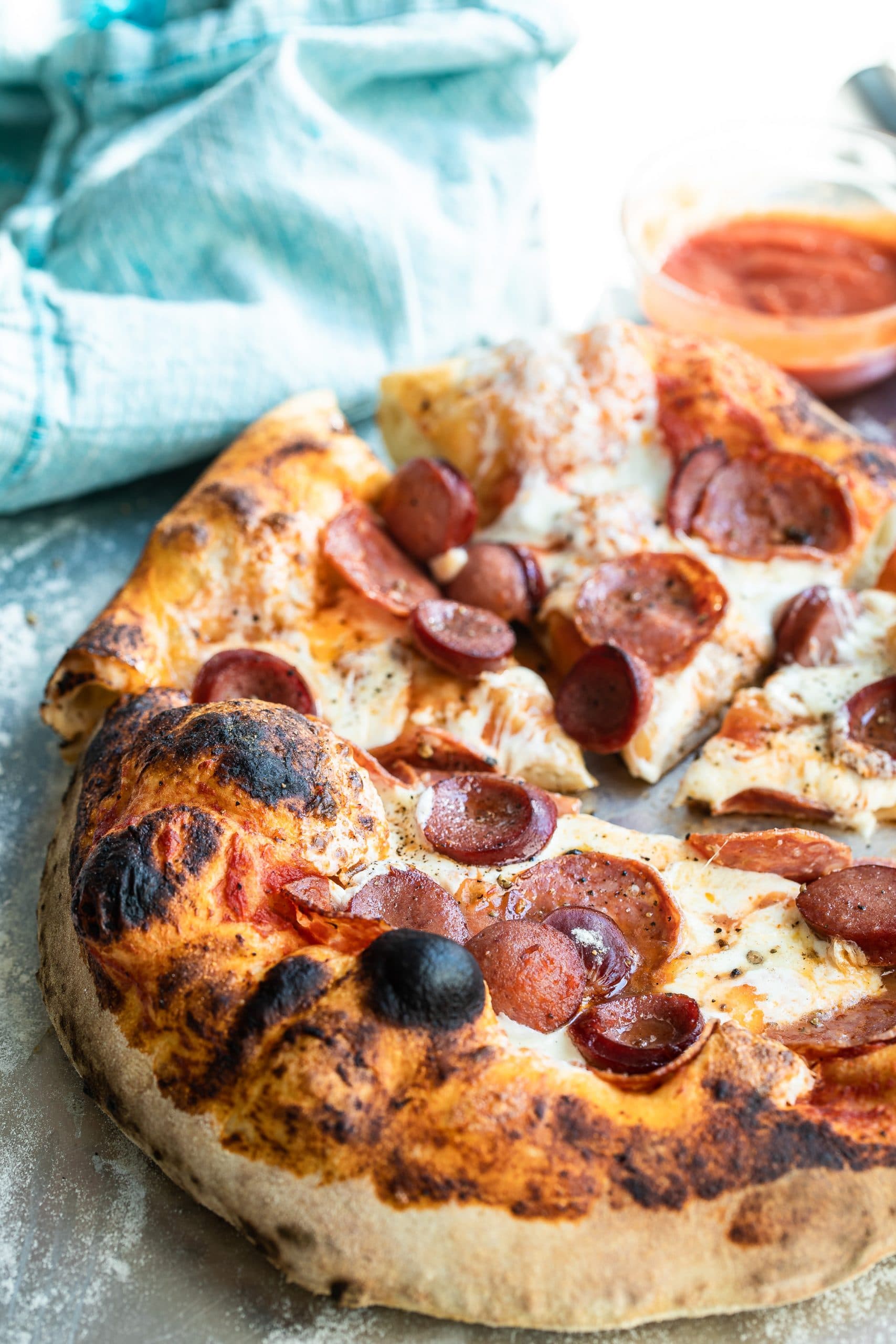 sliced sausage pizza