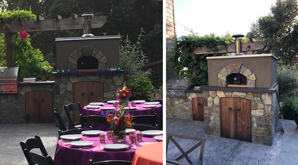 Stucco adn Stone Pizza Oven on patio-2 views