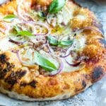 chicken pancetta pizza with basil