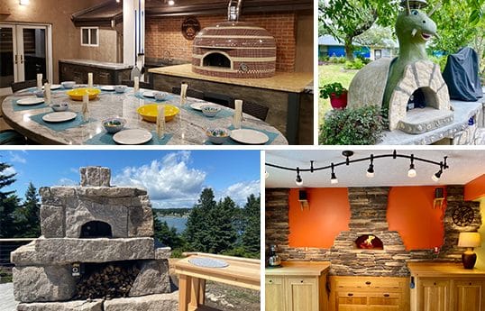 collage of pizza oven builds