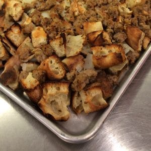 Tray of pizza dough and dry stuffing