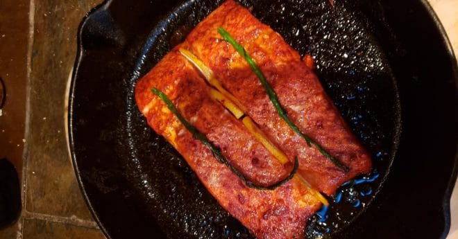 Cooked Salmon-Cast Iron Skillet