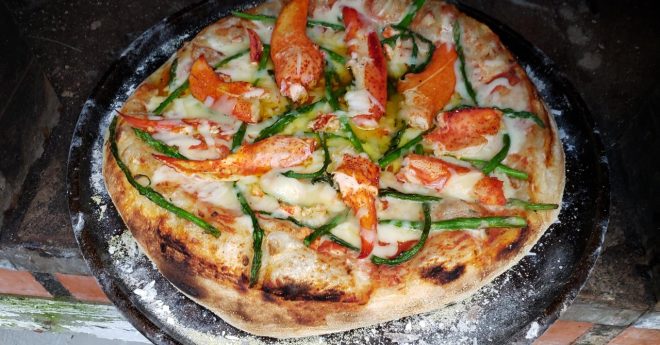 Lobster and Asparagus on Pizza