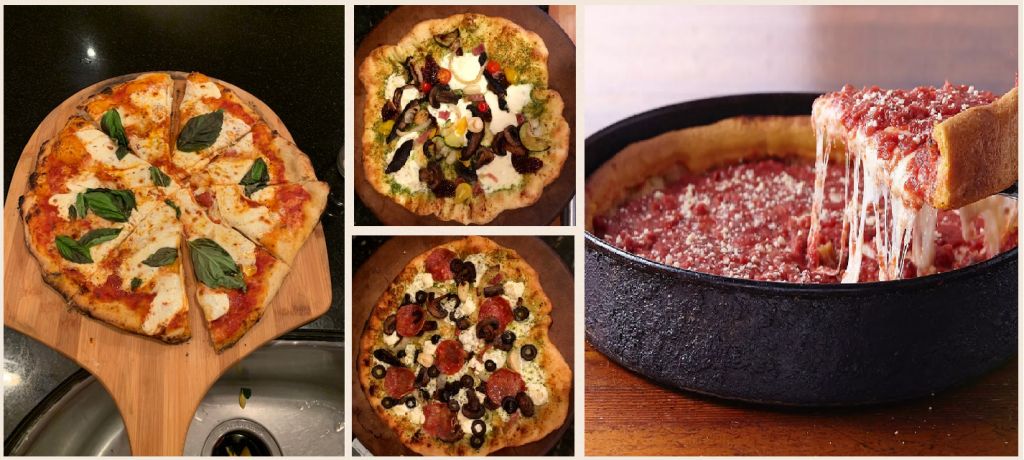 collage of pizza styles