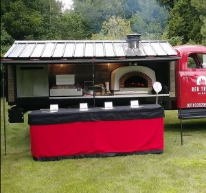 REd Truck Pizza Food Truck-Serving Table