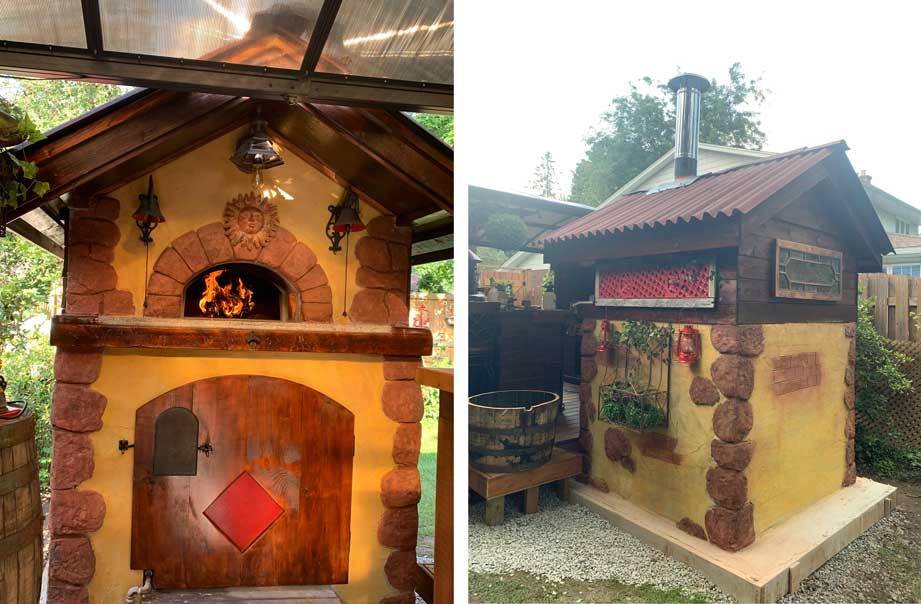 Front and Back of Accented Stucco Pizza Oven