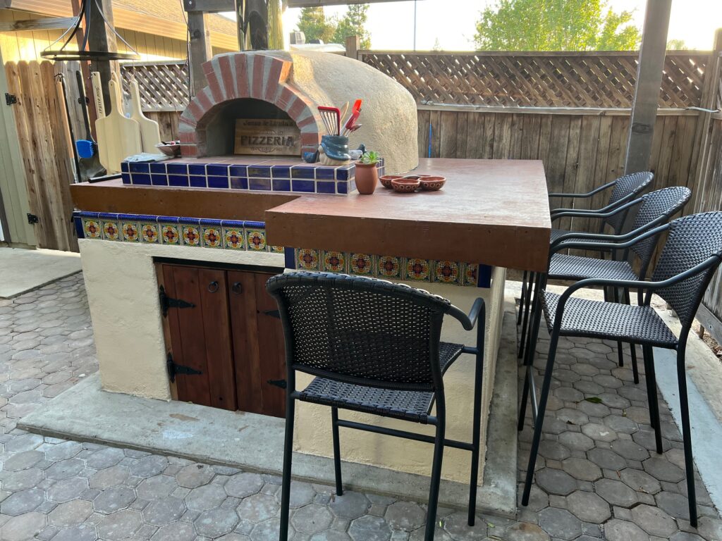 Thick Concrete Counter-Pizza Oven-Seating