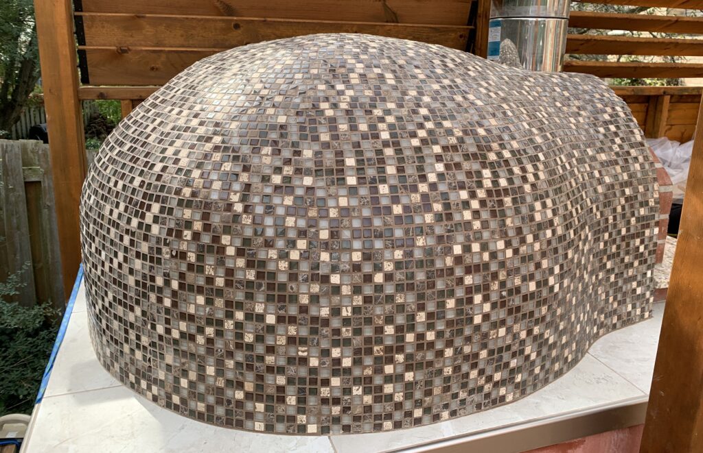 pizza oven- brown mosaic tile