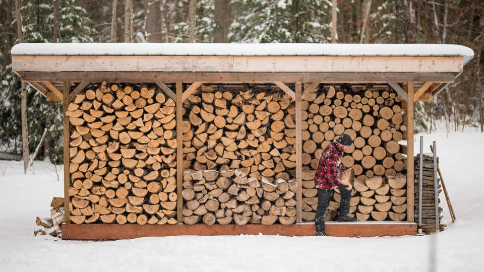 wood stacked under cover